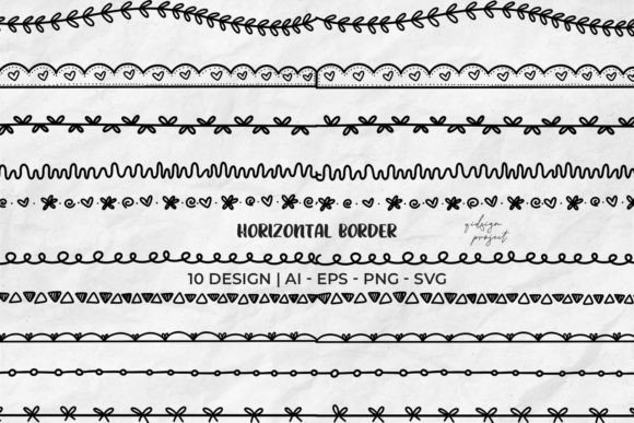 10 Horizontal Border, Decorative Element: Hand-Drawn Charm for Every Project