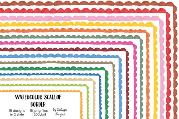 15 Watercolor Scallop Border, Decorative Elements for Every Project