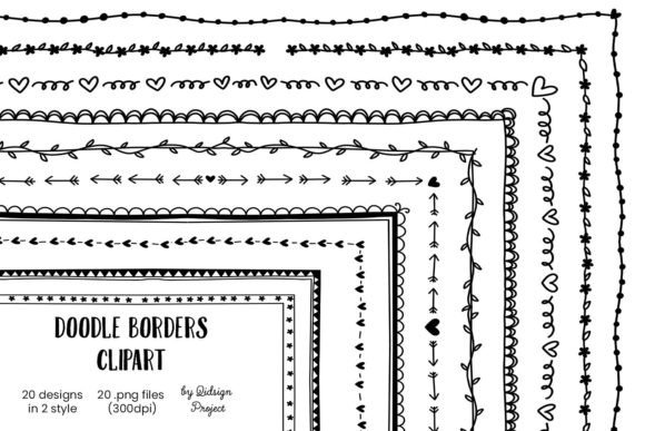 20 Doodle Borders Clipart for Handmade Charm