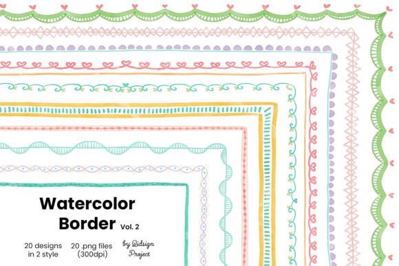 20 Doodle Watercolor Border: A Decorative Frame Collection
