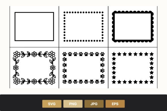 Black and White Decorative Border Frames: Six Patterns for Every Project