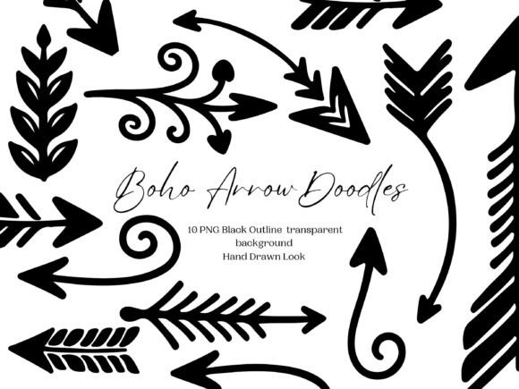Decorative Arrows: Boho-Themed Doodles for Whimsical Projects