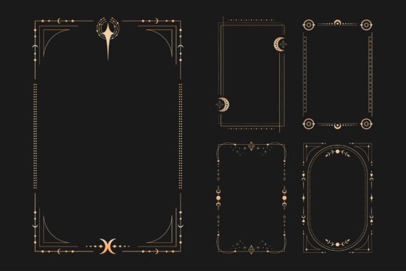 Decorative Golden Tarot Card Frames for Ethereal Designs