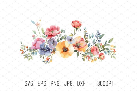 Decorative Watercolor Floral Border Svg for Creative Projects