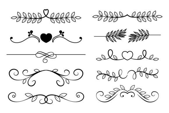 Elegant Flourishes and Swooshes for Wedding Decorative Projects