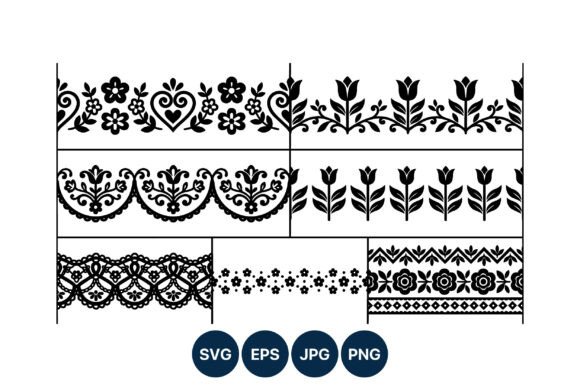 Floral Folk Style Decorative Borders: A Designer's Toolkit