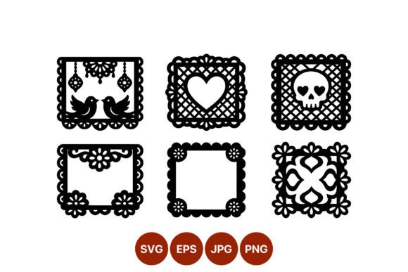 Papel Picado Decorative Mexican Vector: Authentic Folk Art