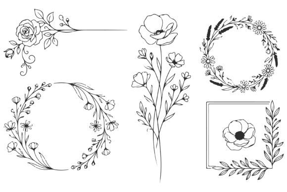 Set of Floral Frame and Decorative Icon: A Designer's Toolkit