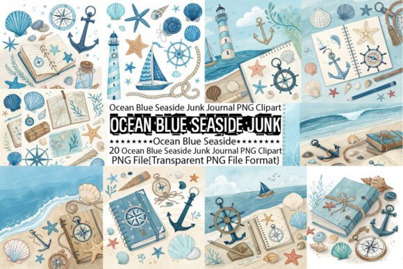 Transform Your Projects with Ocean Blue Seaside Junk Journal Bundle